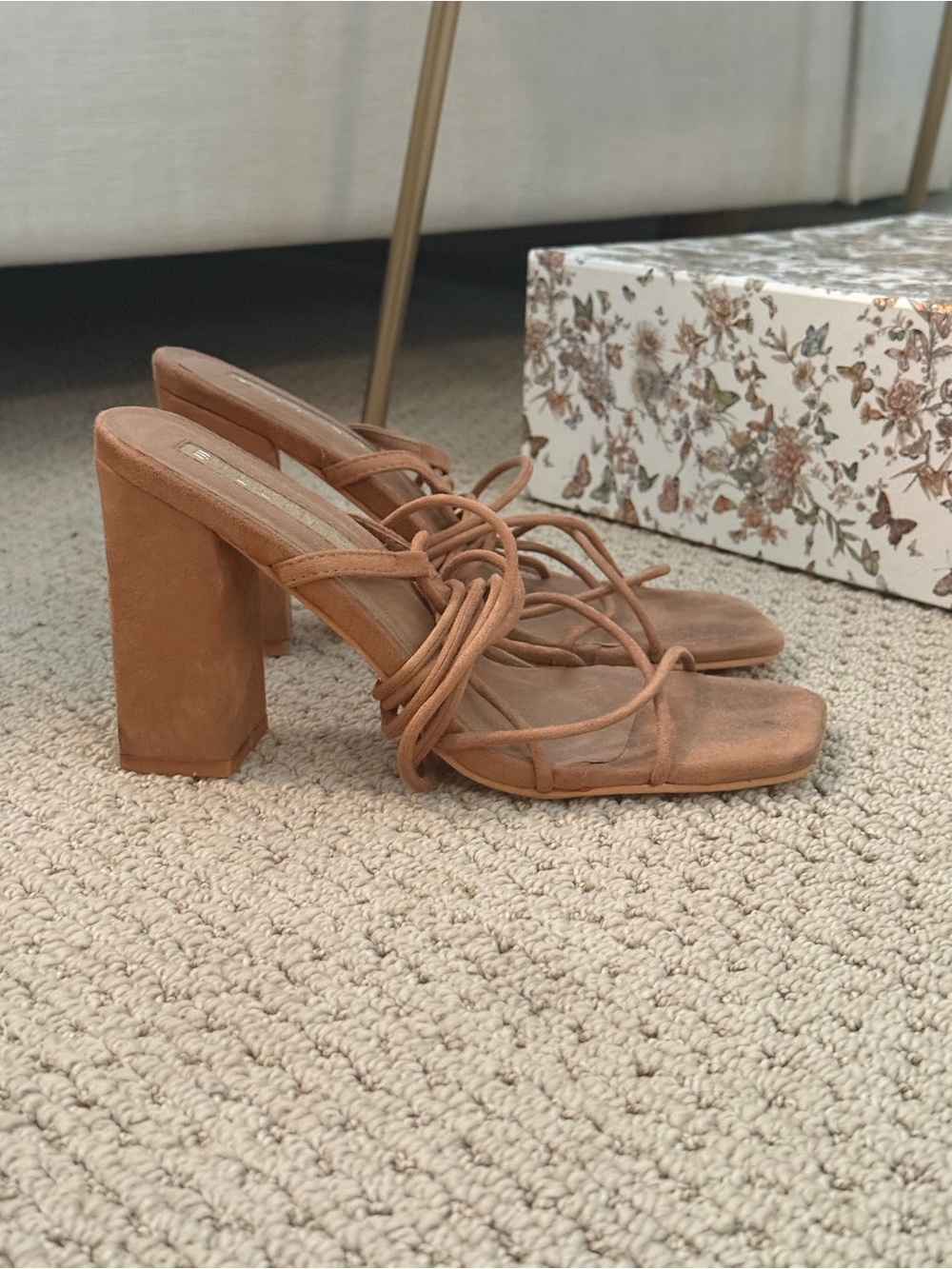 Billini Tan Strappy Block Heel Sandals